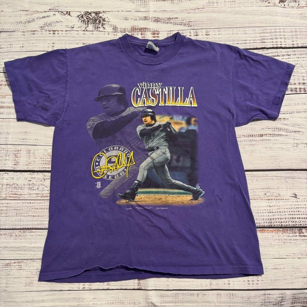 Vintage Colorado Rockies MLB Shirt Vinny Castilla by Hanes Heavyweight‎ Men's L